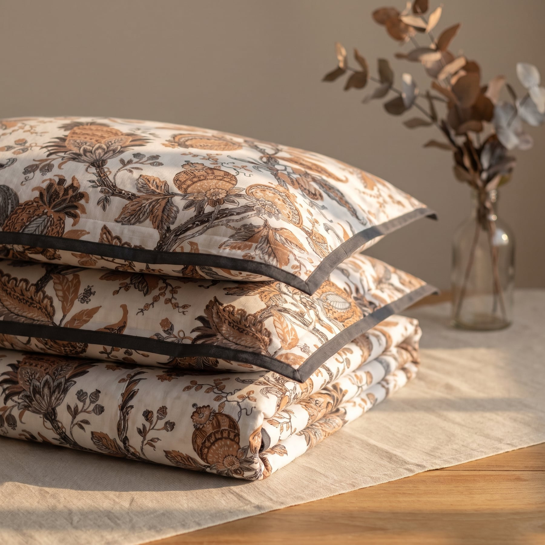 Haldi Utsav Cotton Double Bedsheet with 2 Quilted Pillow Covers