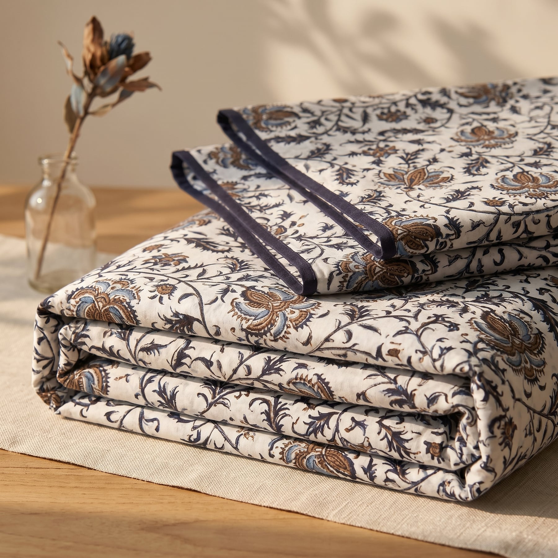 Hawa Mahal Cotton Double Bedsheet with 2 Quilted Pillow Covers