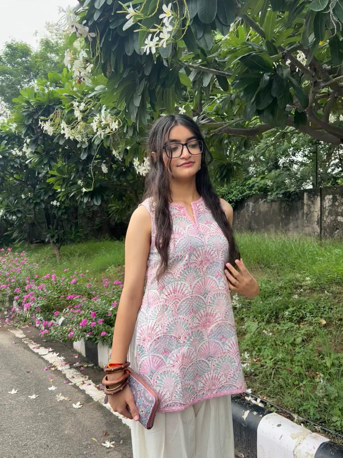 Meenakari Pure Cotton Jaipuri Print Farsi Kurti