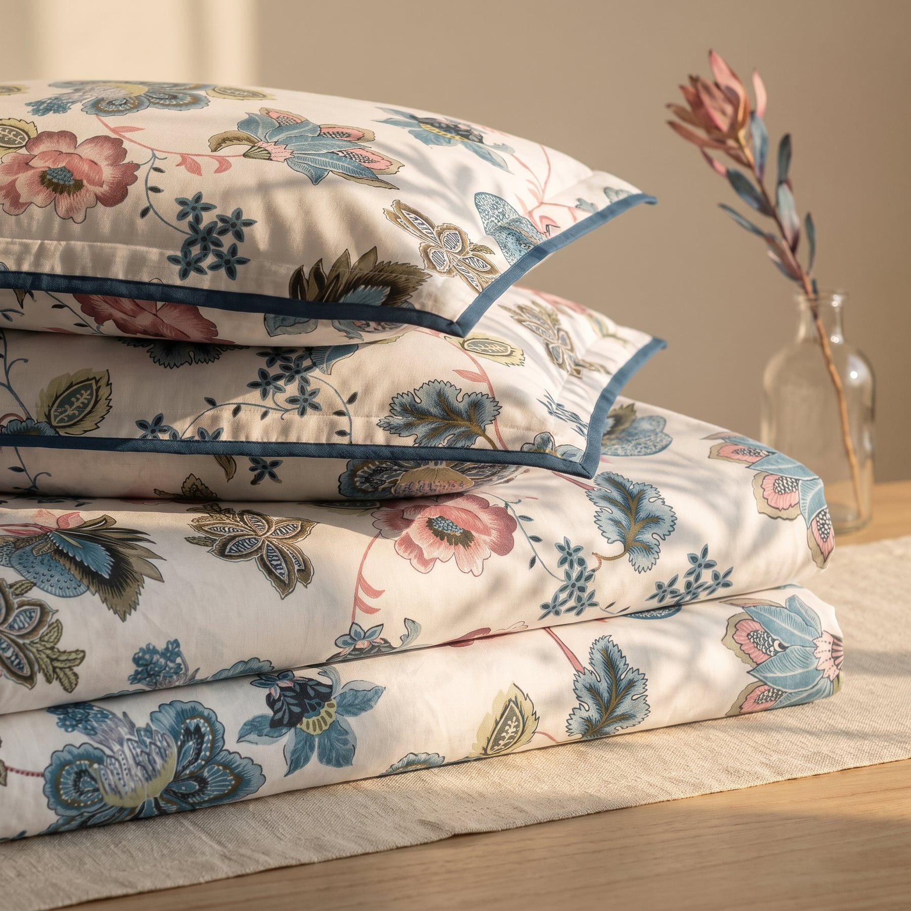 Ambi Jaal Cotton Double Bedsheet with 2 Quilted Pillow Covers