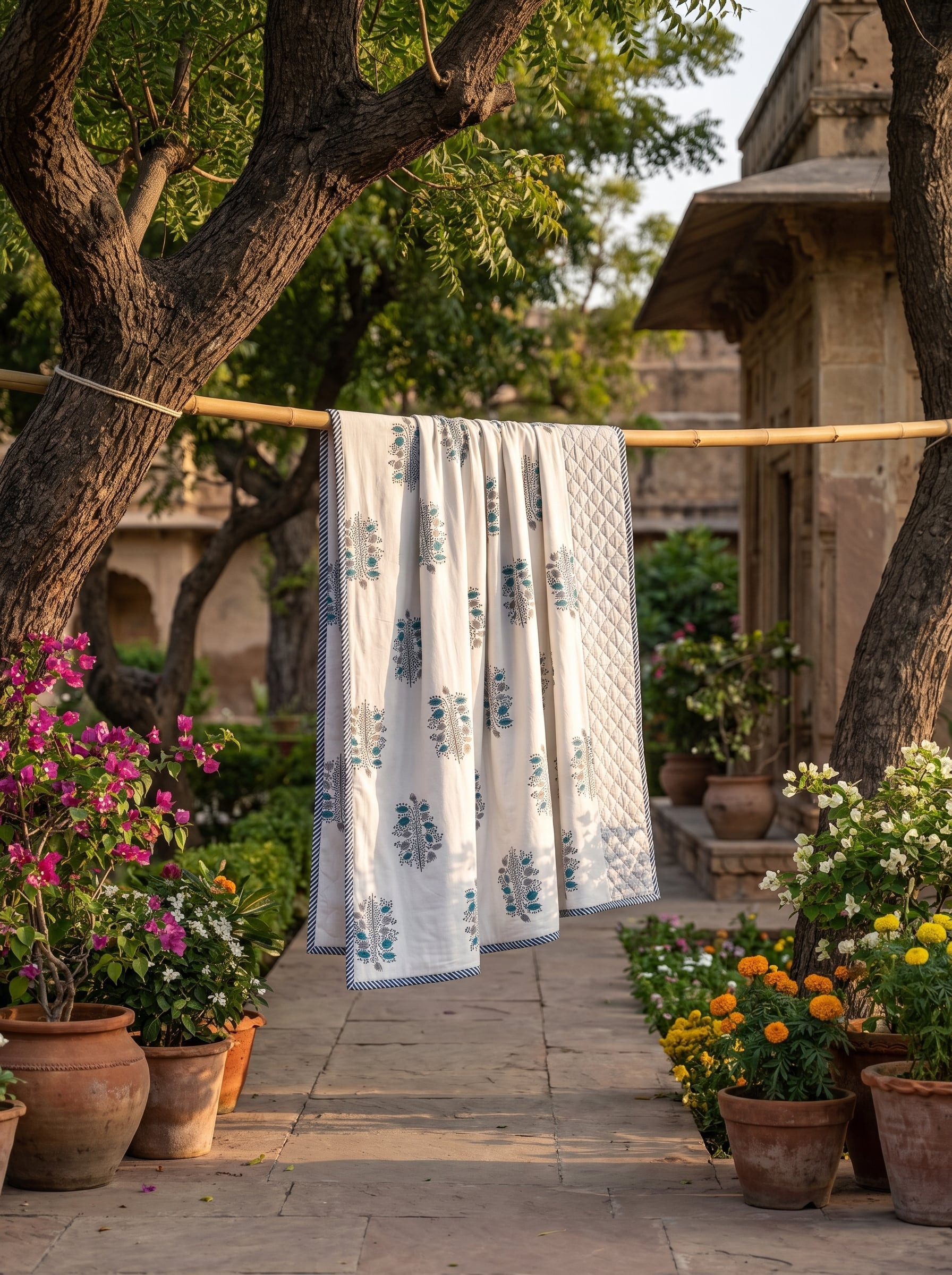 Badal Bagh Mulmul Cotton Handblock Printed Dohar