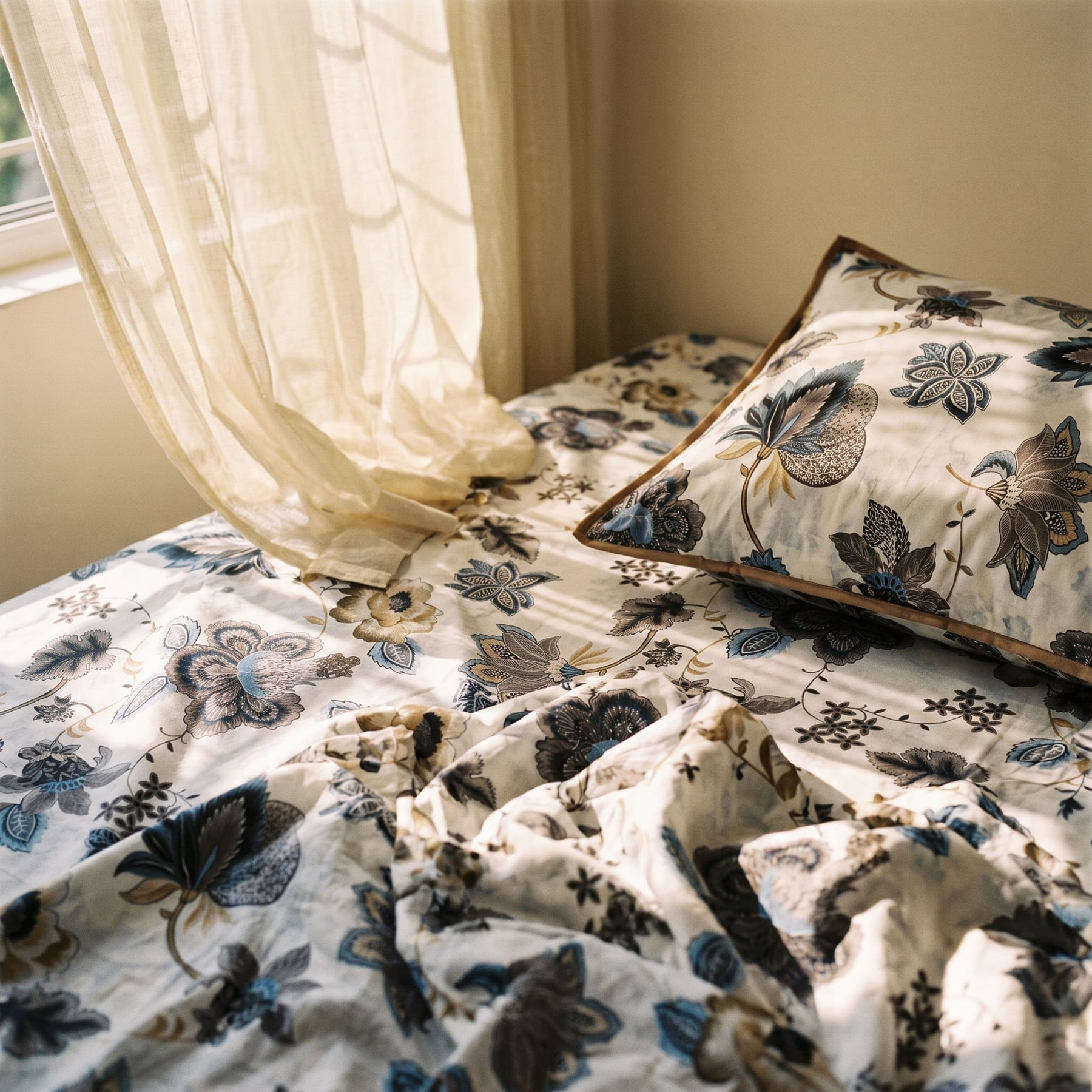 Genda Bahar Cotton Double Bedsheet with 2 Quilted Pillow Covers