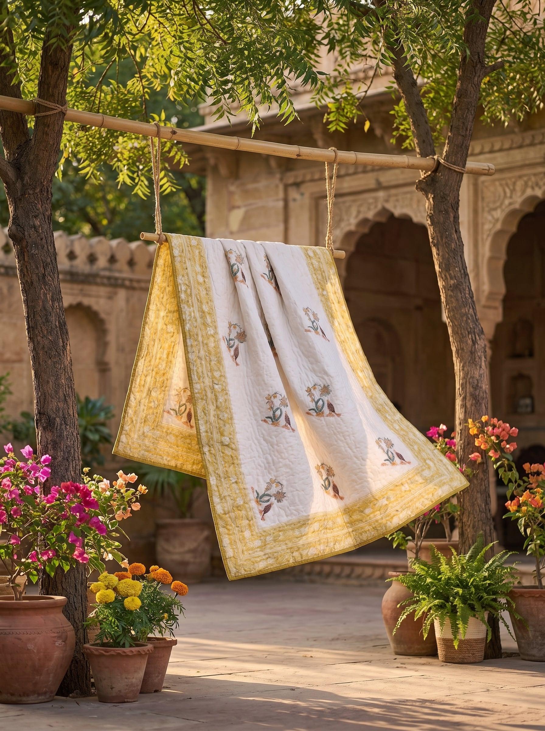 Haveli Mulmul Cotton Handblock Printed Dohar
