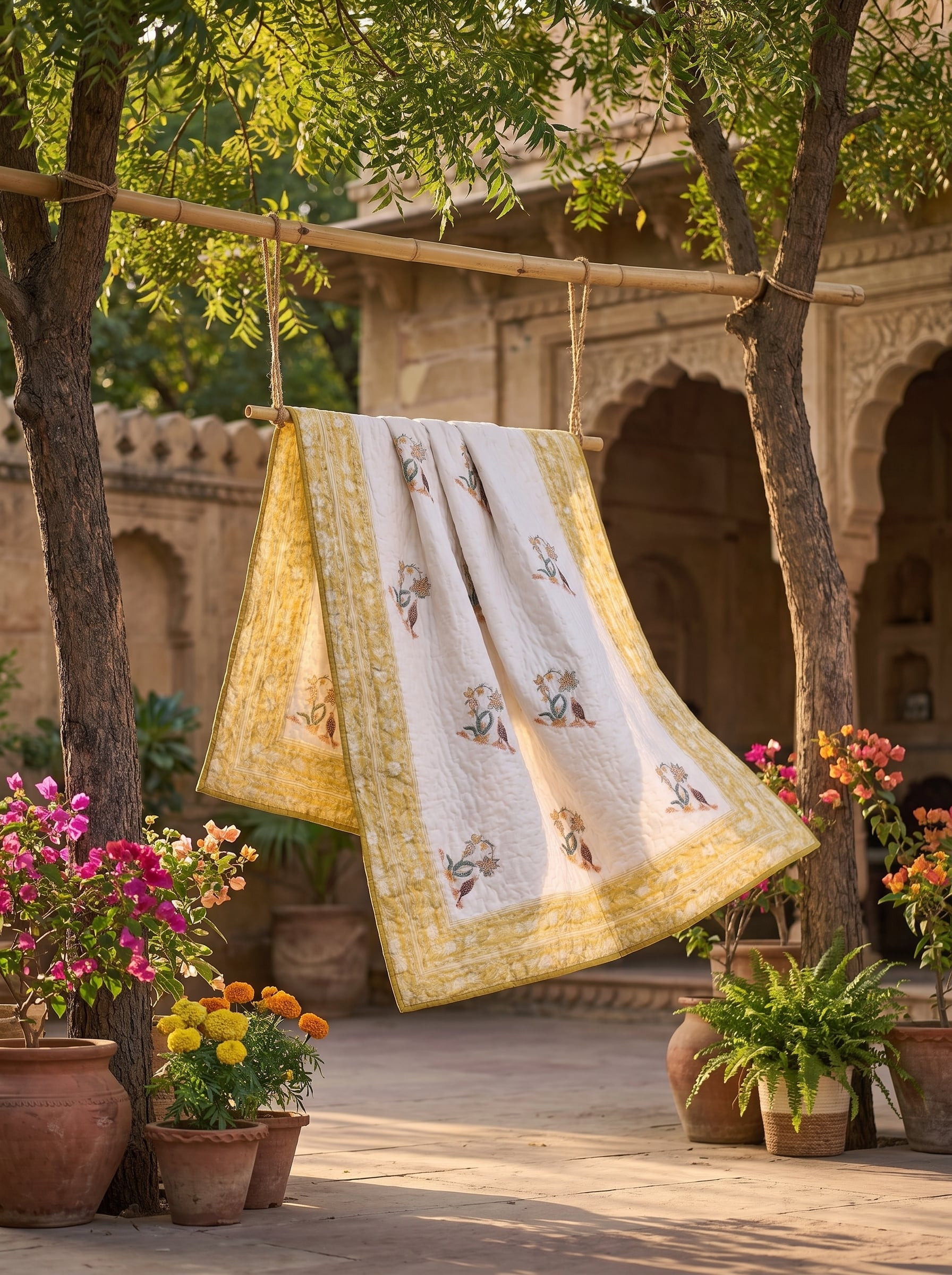 Haveli Mulmul Cotton Handblock Printed Dohar