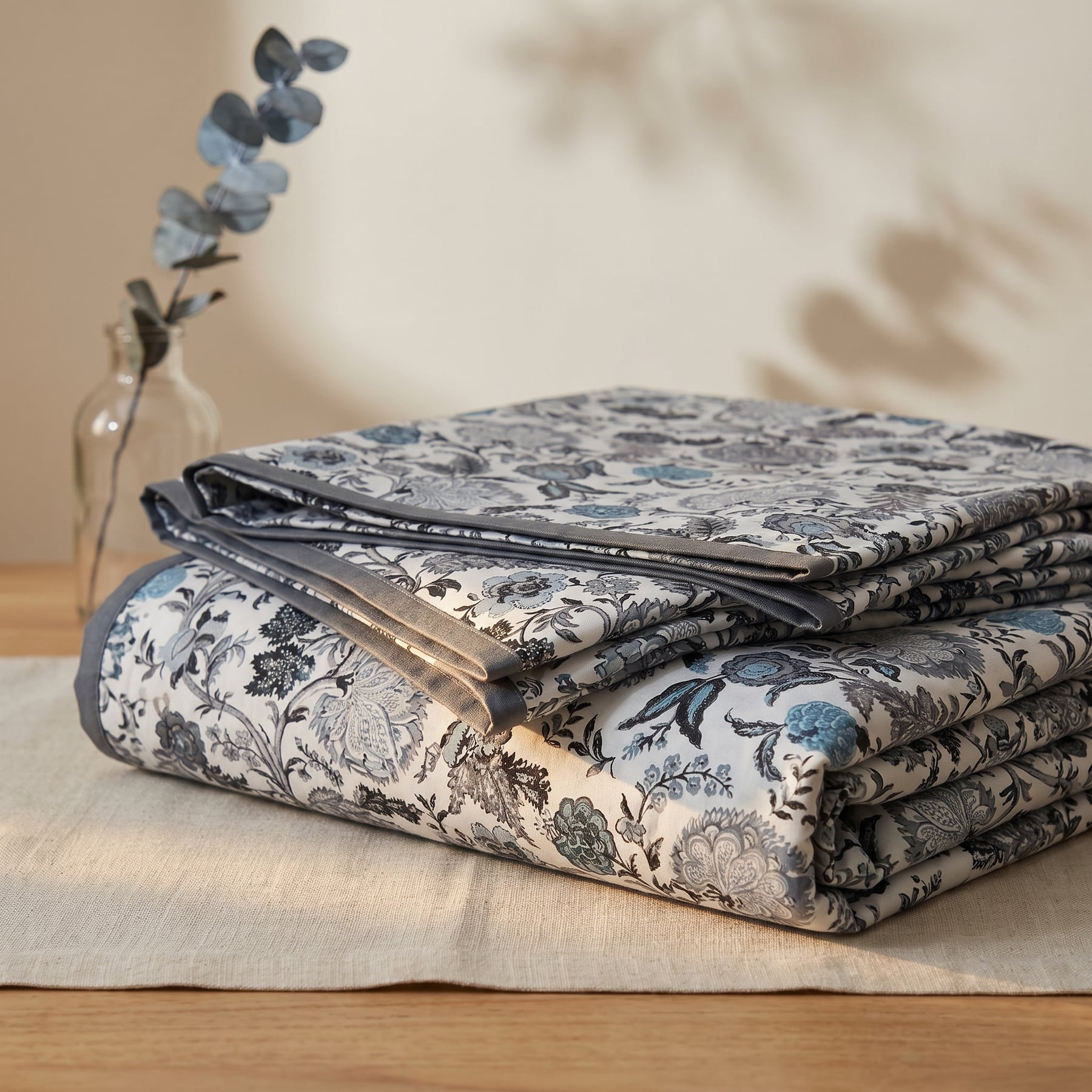 Jharokha Cotton Double Bedsheet with 2 Quilted Pillow Covers