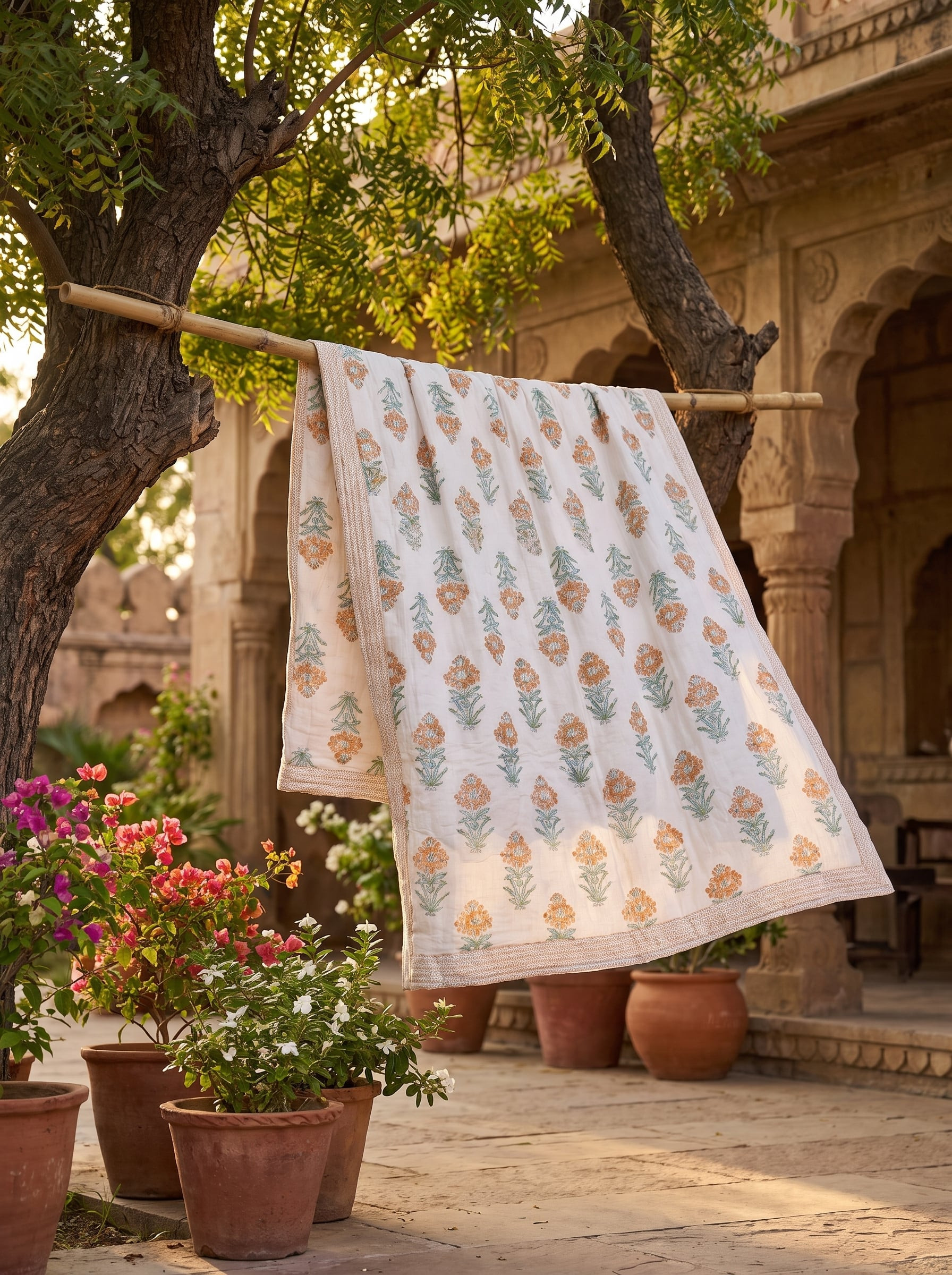 Jugnu Mulmul Cotton Handblock Printed Dohar