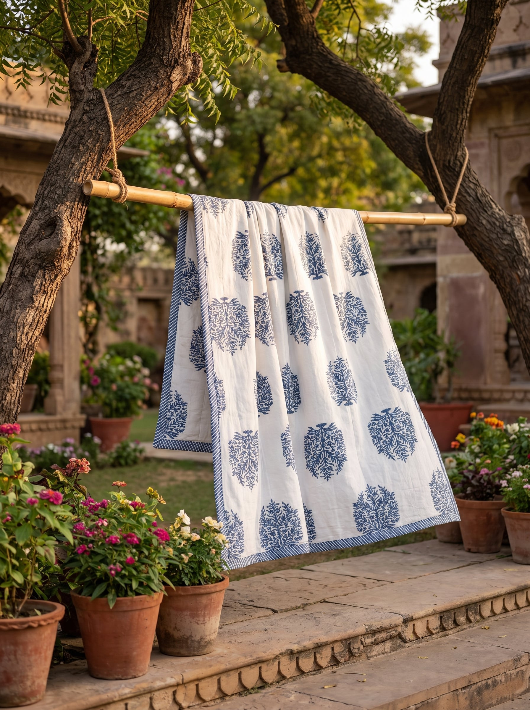 Moomal Mulmul Cotton Handblock Printed Dohar