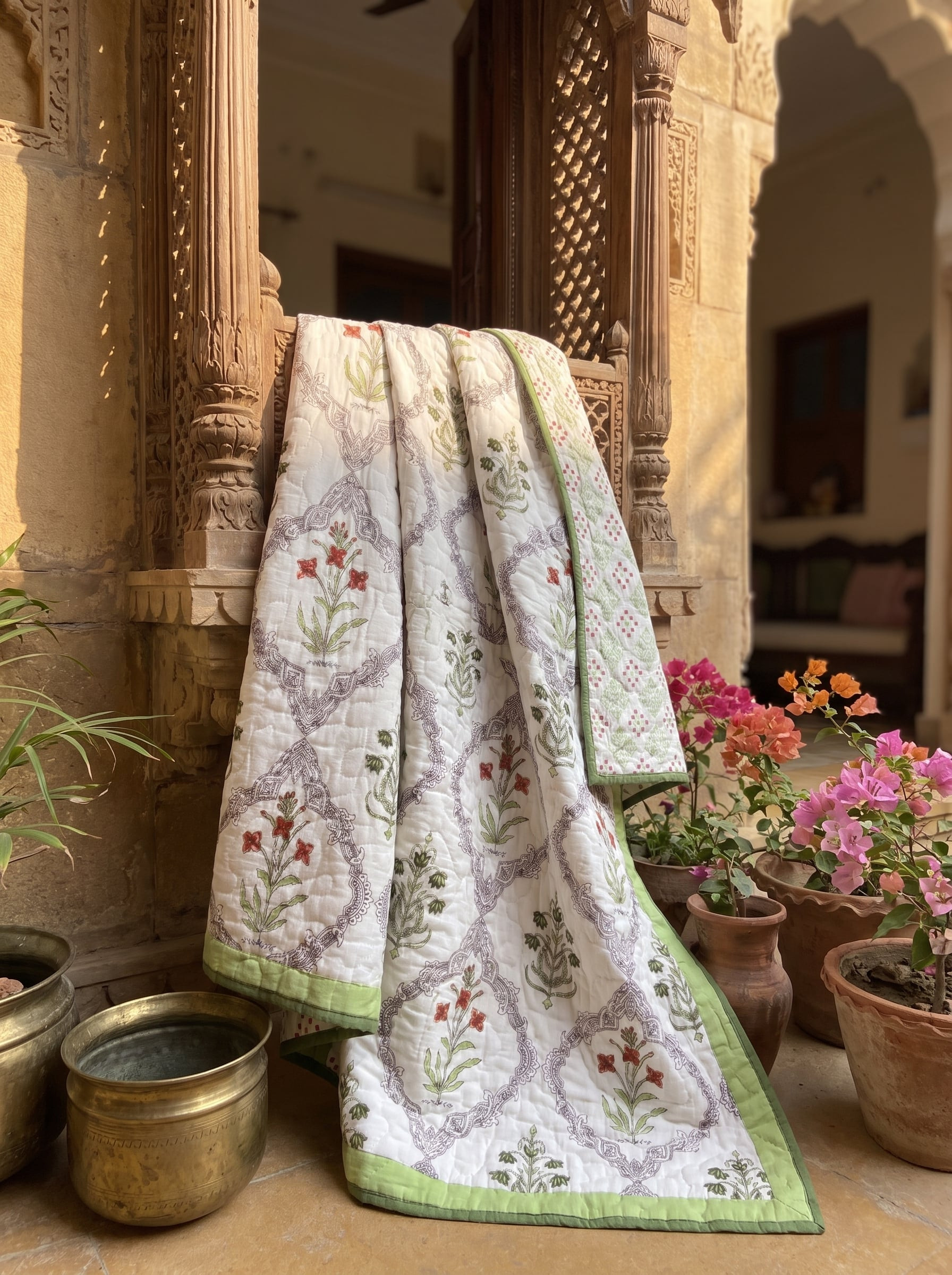 Nindiya Mulmul Cotton Handblock Printed Dohar