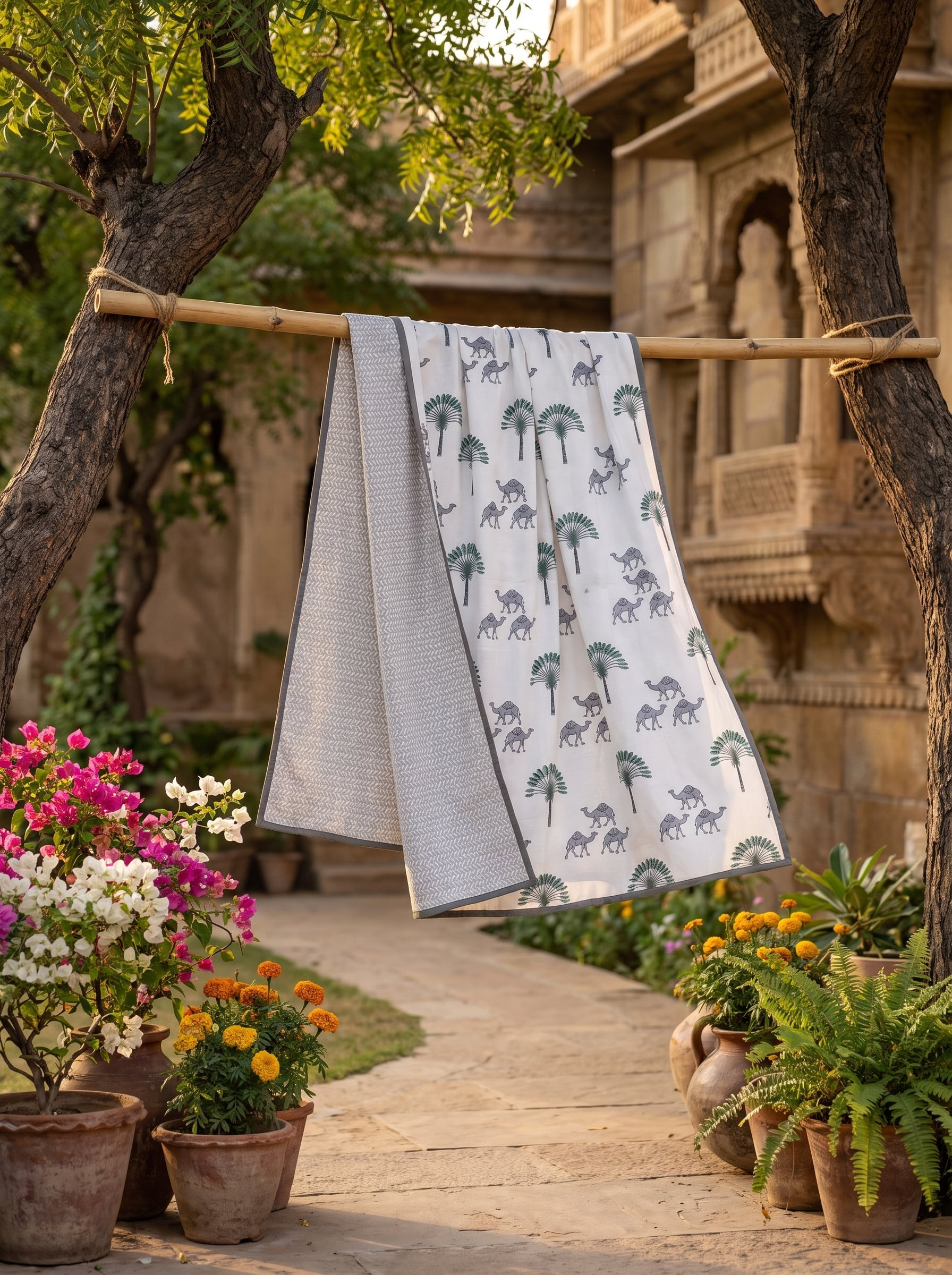 Purvai Mulmul Cotton Handblock Printed Dohar