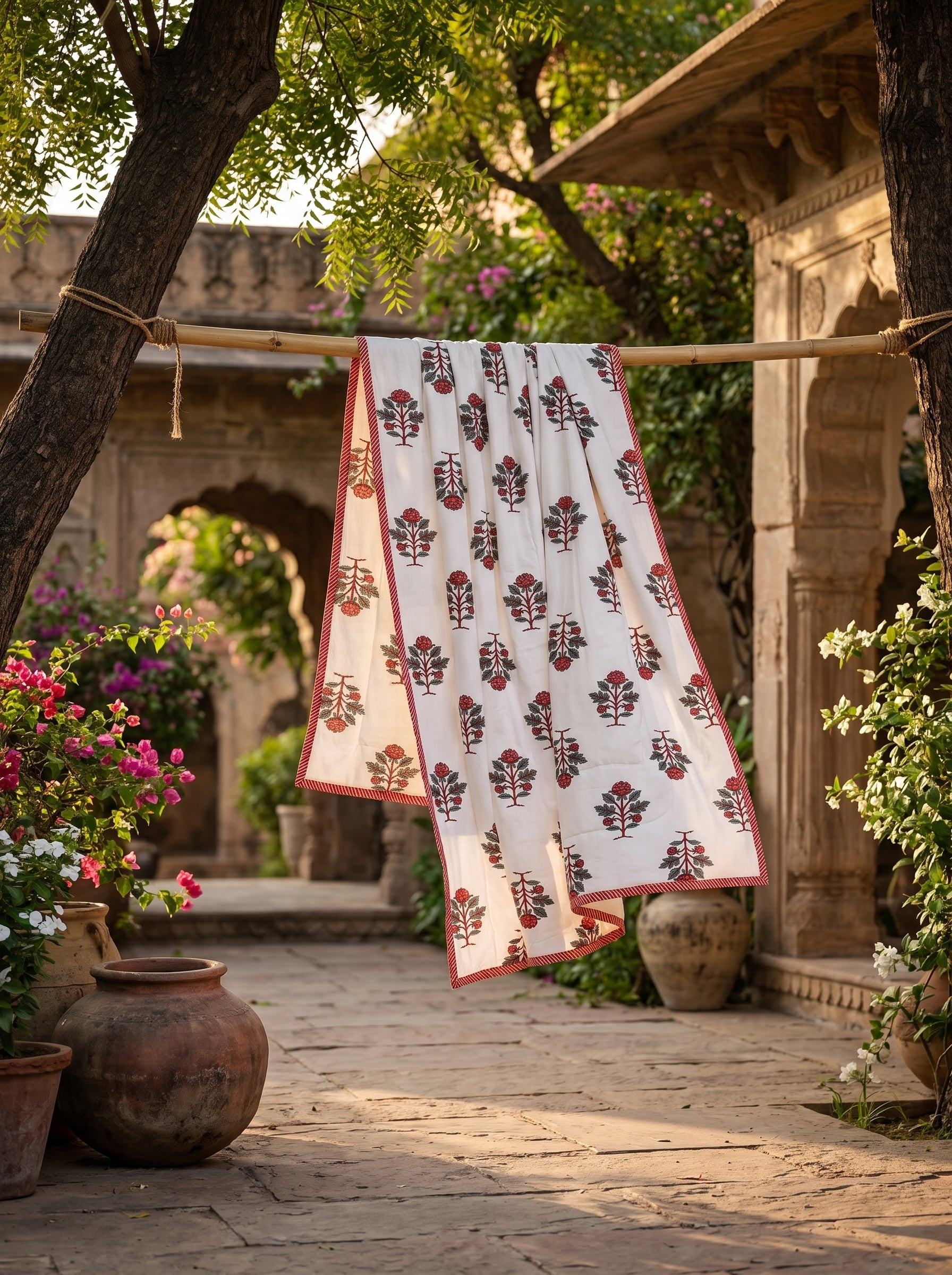 Sawan Mulmul Cotton Handblock Printed Dohar
