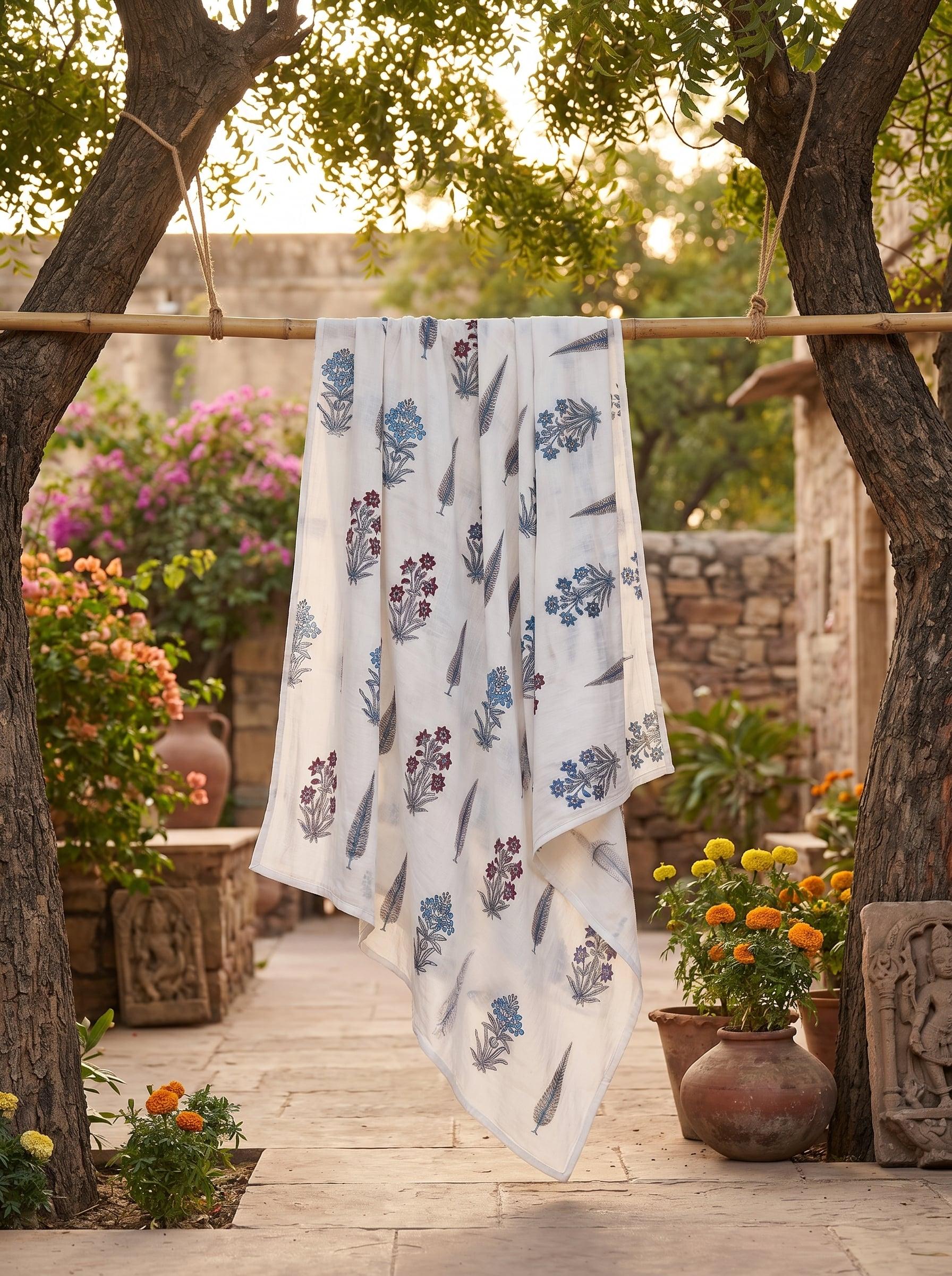 Shekhawati Mulmul Cotton Handblock Printed Dohar