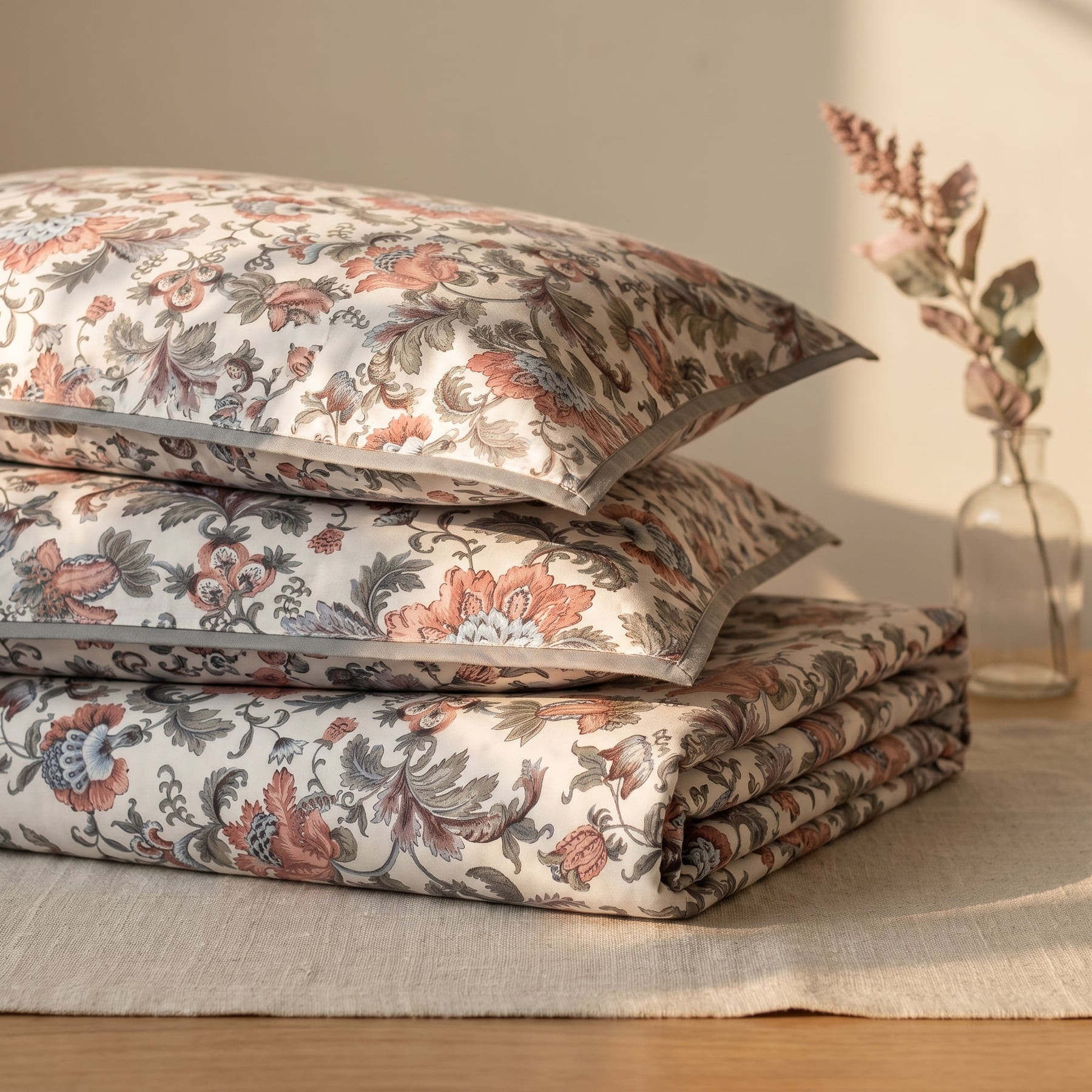 Titli Bagh Cotton Double Bedsheet with 2 Quilted Pillow Covers
